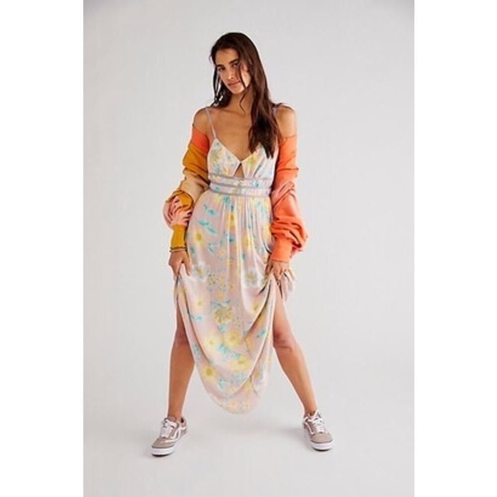 New Free People Wisteria Maxi Dress Light Combo Size Large - Picture 3 of 11